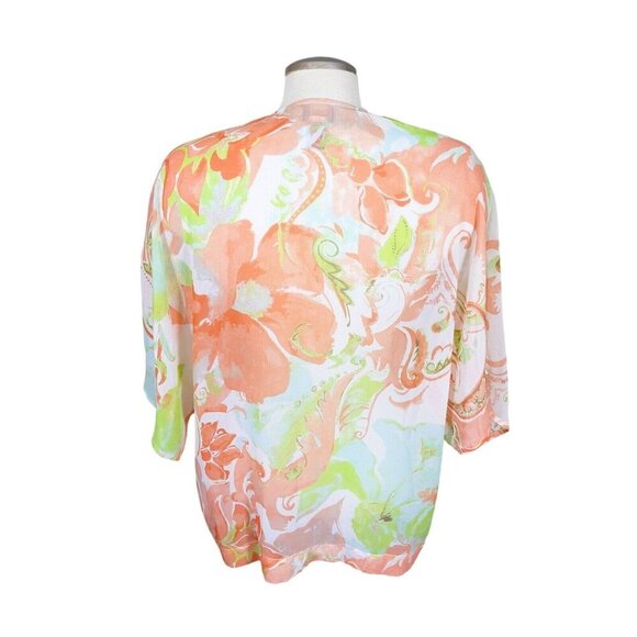 Chicos Size 2 US 12 Womens Kimono Top Sheer Open Floral Lightweight Boho Beachy - Picture 3 of 6
